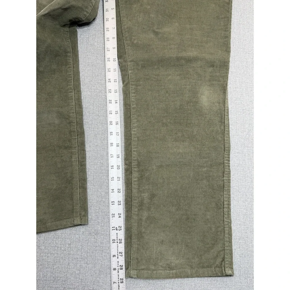 L.L.Bean Corduroy Pants Mens 36x29 Green Natural Fit Stretch Cotton